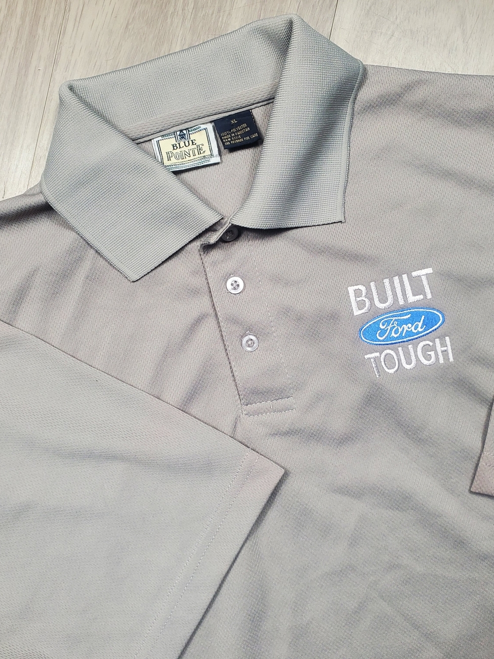 Ford Built Tough Official Blue Pointe Sportswear Gray Polo Shirt